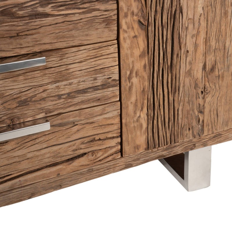 Aparador rústico madera reciclada  acero inoxidable cromado 160x40x75cm