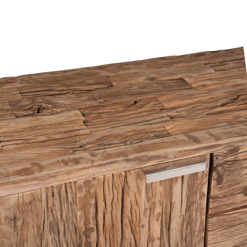 Aparador rústico madera reciclada  acero inoxidable cromado 160x40x75cm