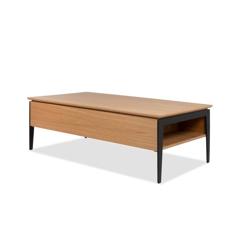 Mesa de centro elevable roble blanco - metal gris oscuro 120x60x38cm
