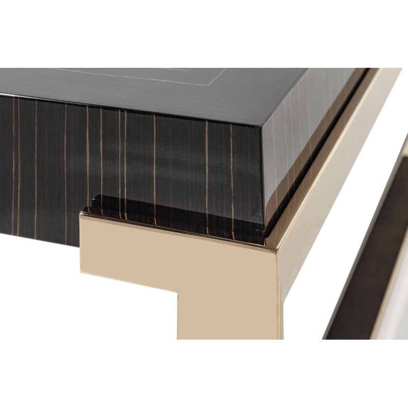 MESA DE CENTRO DE DISEÑO LUJO MADERA ÉBANO - PATAS METÁLICAS ORO ROSA (120x120x35cm)