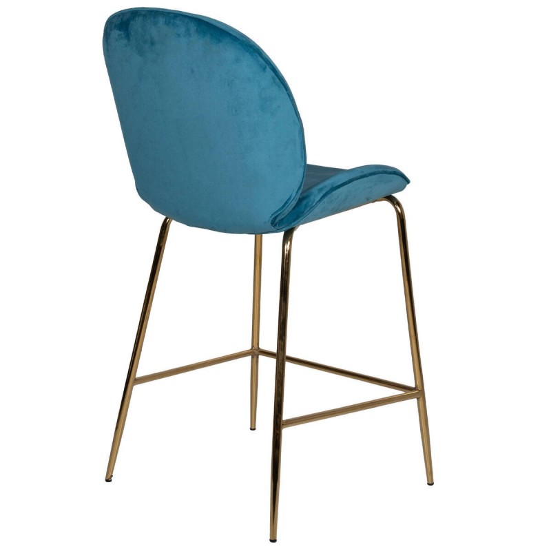 Taburete de terciopelo azul y cromado oro 48x64x103cm