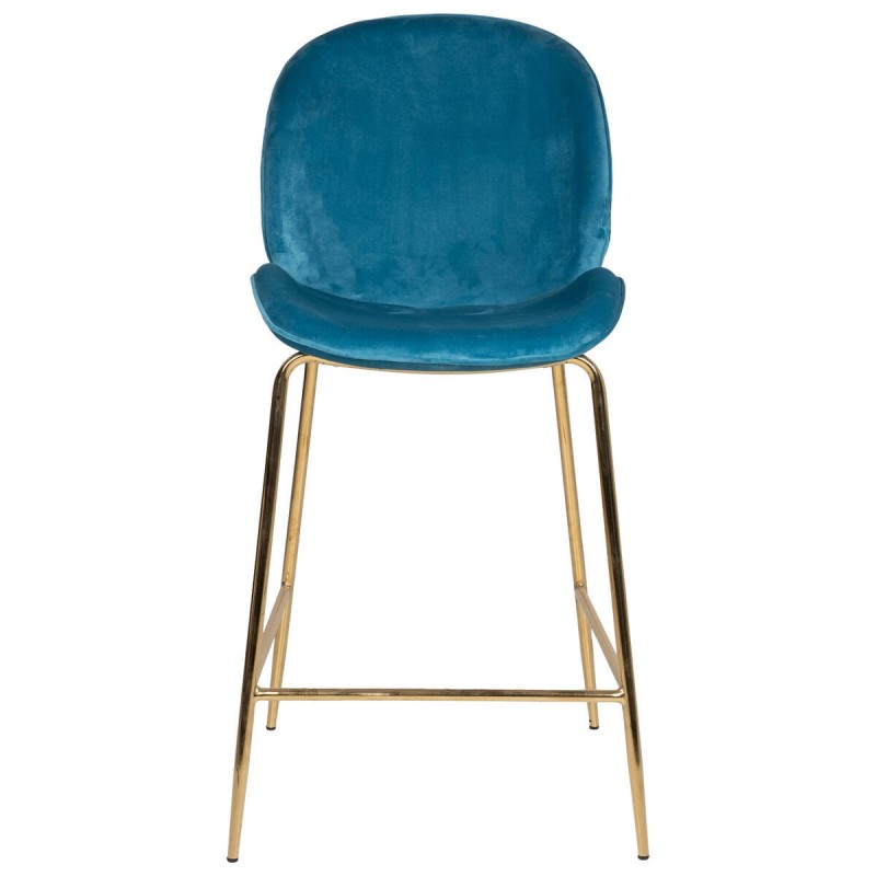 Taburete de terciopelo azul y cromado oro 48x64x103cm