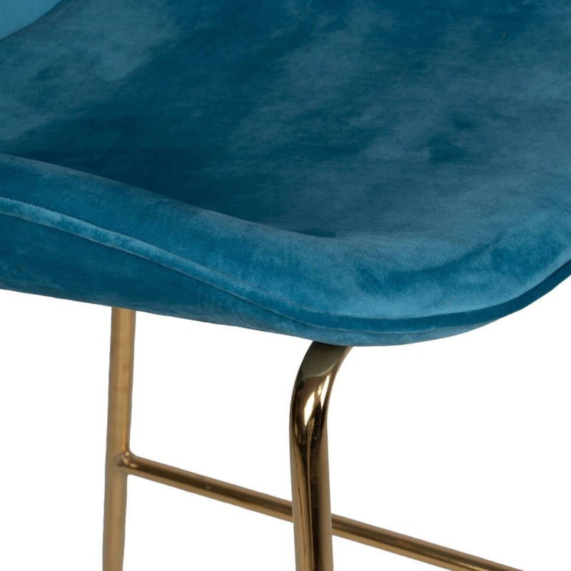 Taburete de terciopelo azul y cromado oro 48x64x103cm