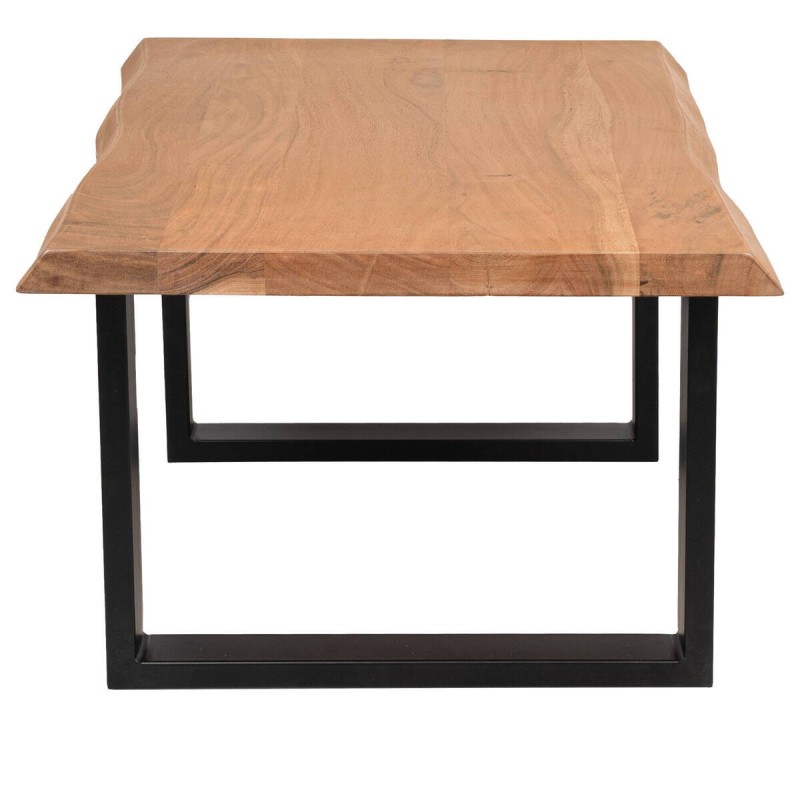 MESA DE CENTRO EN MADERA MACIZA DE ACACIA Y PATAS METÁLICAS NEGRAS (110x60x40cm)