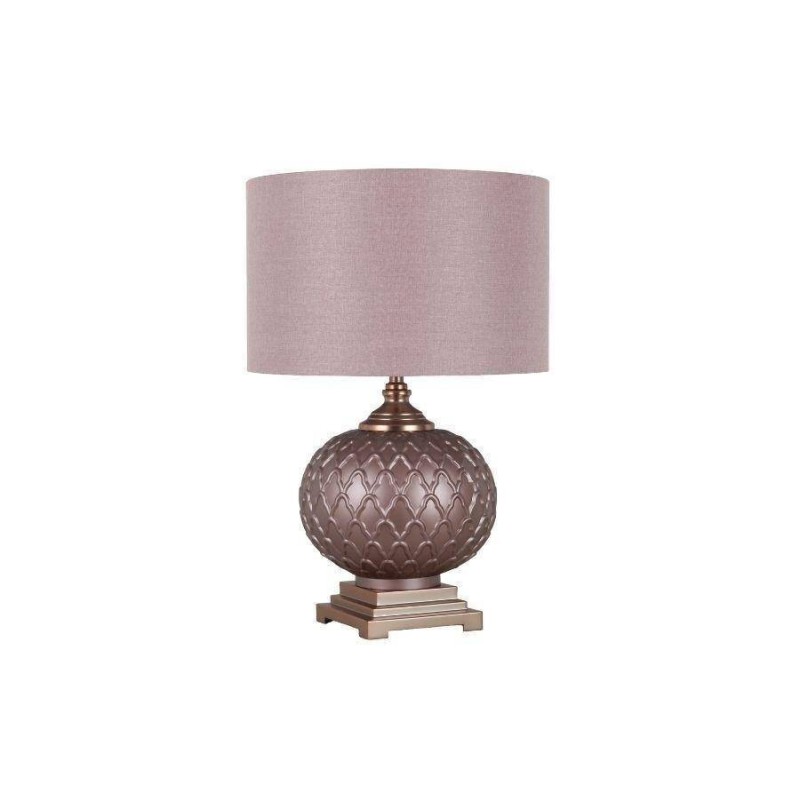 LÁMPARA DE MESA CERÁMICA ROSA PALO/ LINO (60x40cm)