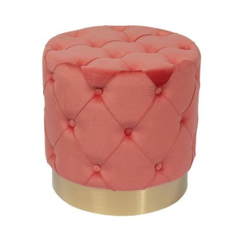 PUFF CAPITONÉ DISEÑO VINTAGE/ TAPIZADO TERCIOPELO SALMÓN (43X44cm)