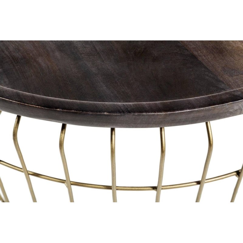 Mesa de centro redonda mir madera ennegrecida - metal dorado 81x46cm