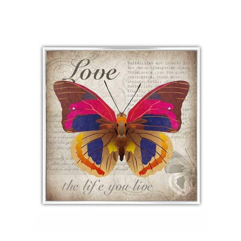 CUADRO MARIPOSA ''LOVE THE LIFE YOU LIVE'' (82,5 x 82,5cm)