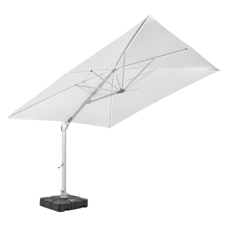 PARASOL PETRUS 330X330CM PLATA TEJIDO BLANCO ROTO