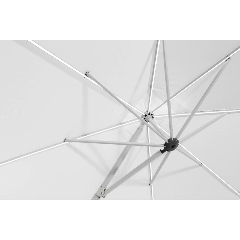 PARASOL PETRUS 330X330CM PLATA TEJIDO BLANCO ROTO