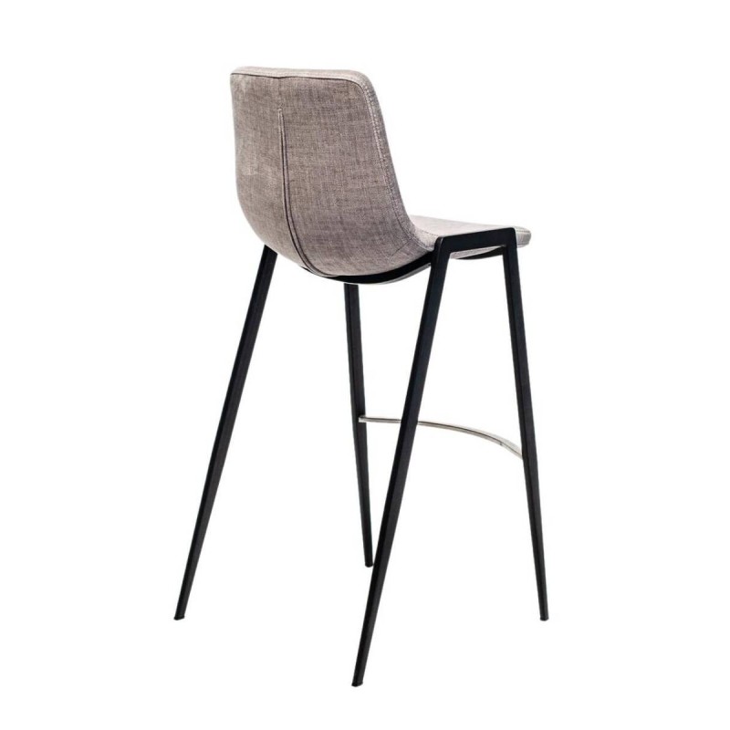 Taburete alto poliéster topo  acero acabado negro 43,5 x 45 x 102cm