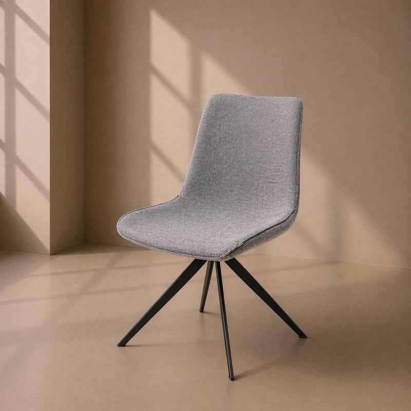 SILLA DE COMEDOR TELA GRIS - ACERO ACABADO NEGRO (50x53x88cm)
