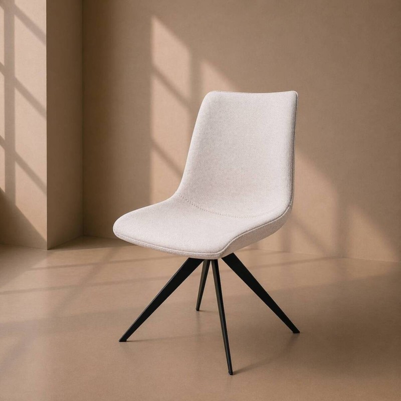 SILLA DE COMEDOR POLIÉSTER TOPO - ACERO ACABADO NEGRO (50x53x88cm)