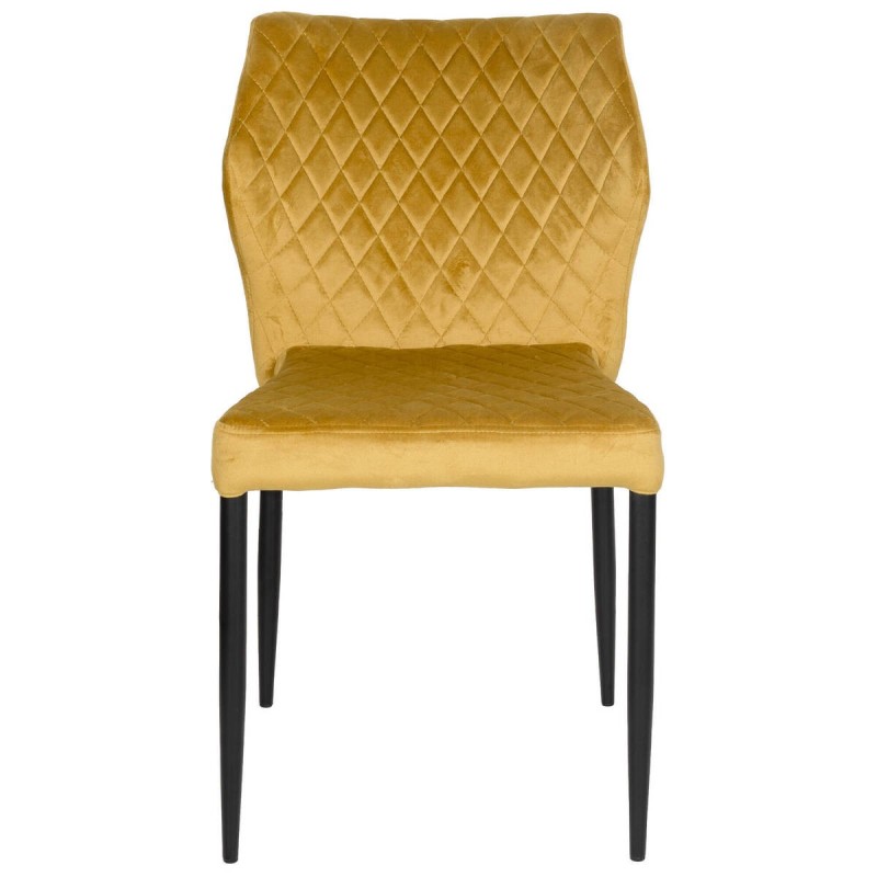 Silla comedor hebe terciopelo amarillo azufre  patas metal negra 47x52x85cm