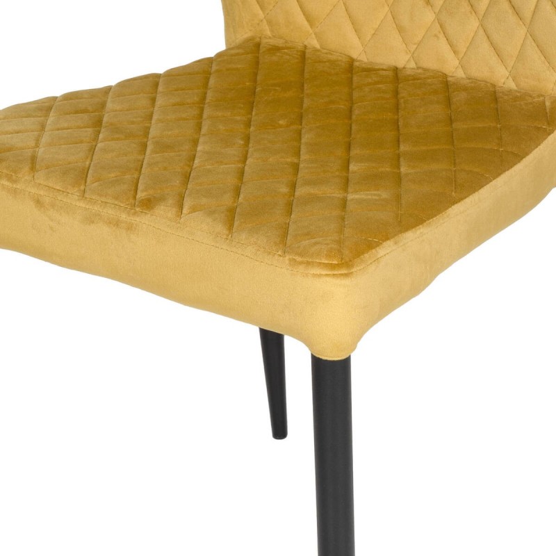 Silla comedor hebe terciopelo amarillo azufre  patas metal negra 47x52x85cm
