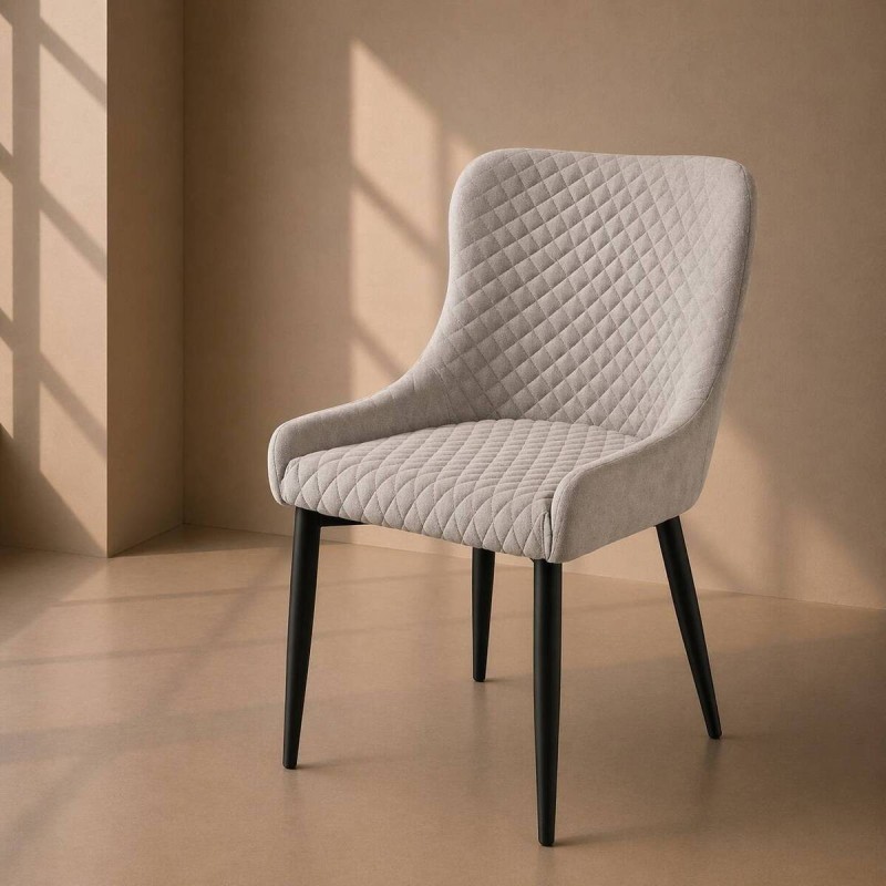 SILLA COMEDOR AURA TAPIZADO GRIS CLARO - PATAS METÁLICAS NEGRAS (52x60x82cm)
