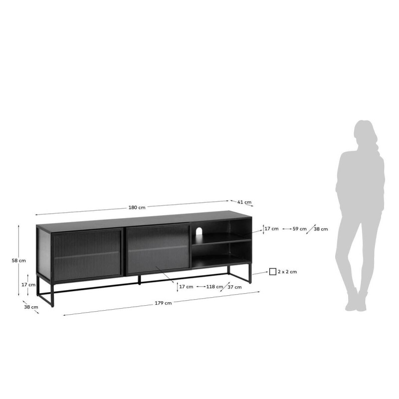 Mueble tv trixie metal negro 180 x 58 cm