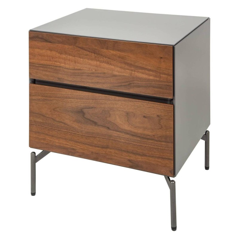 MESITA DE NOCHE GRIS MATE / FRENTE CHAPA NOGAL 50x40.5x56.5cm