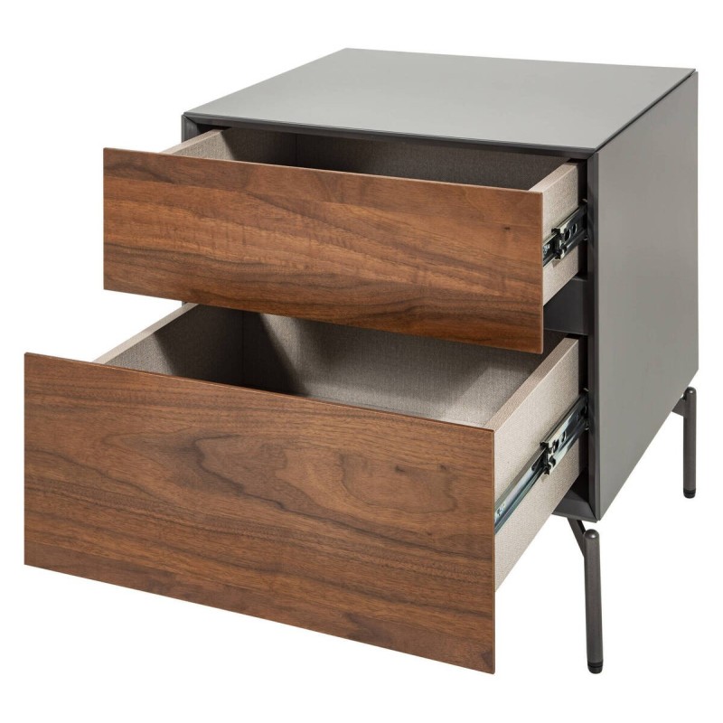 MESITA DE NOCHE GRIS MATE / FRENTE CHAPA NOGAL 50x40.5x56.5cm