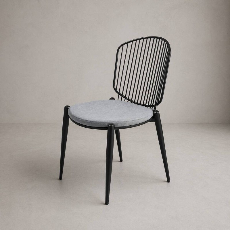 SILLA COMEDOR METAL ASIENTO GRIS (46x54x84cm)