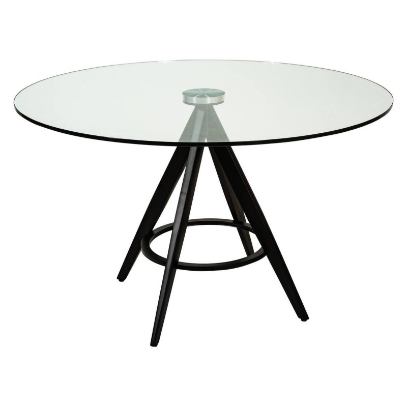 Mesa de comedor redonda en cristal y acero 120x75cm