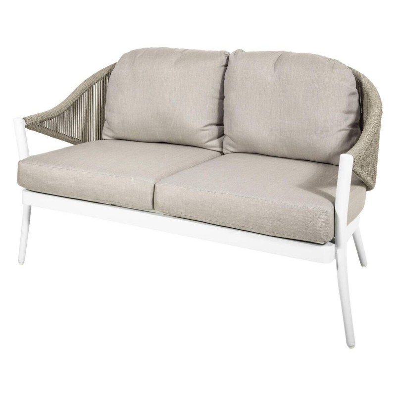 Sofá dos plazas exterior aluminio blanco cuerda helena 132x70x77cm