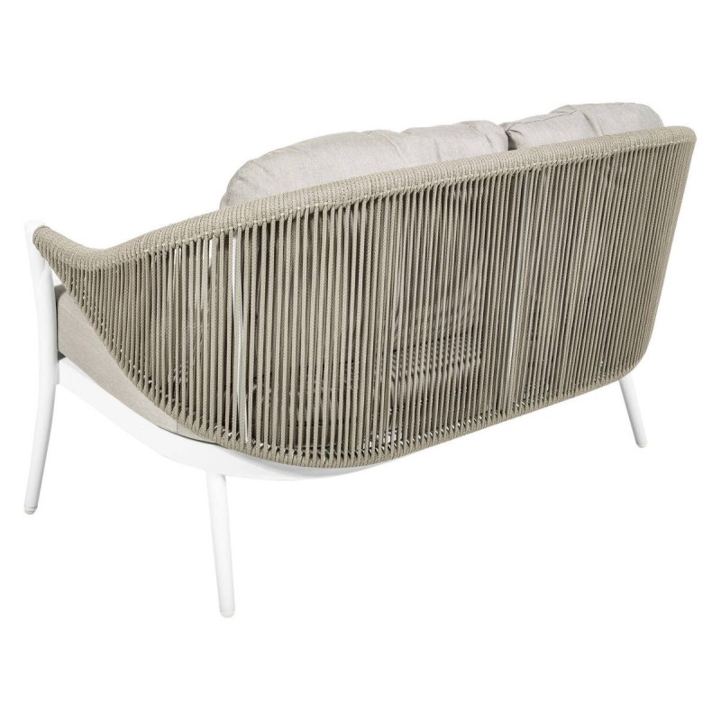 Sofá dos plazas exterior aluminio blanco cuerda helena 132x70x77cm