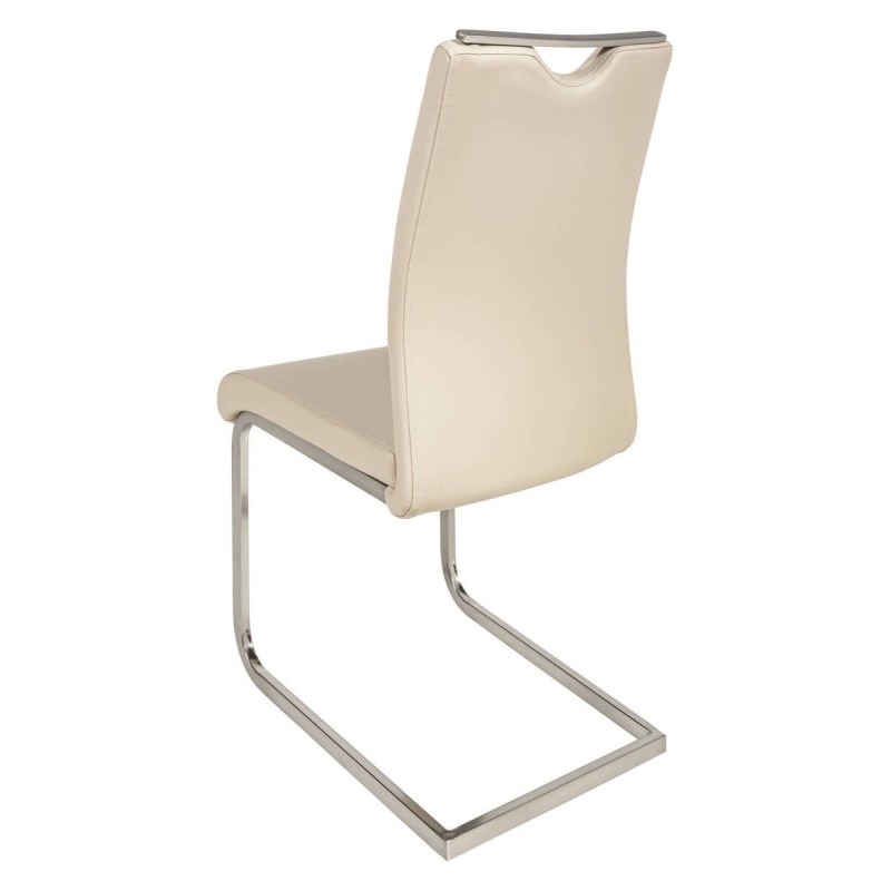 Silla piel sintética beige claro/ patas níquel 42x45x100cm