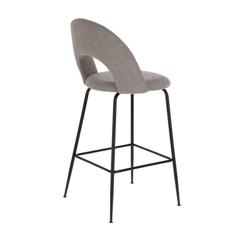 Taburete mahalia gris claro y acero con acabado negro altura 65 cm