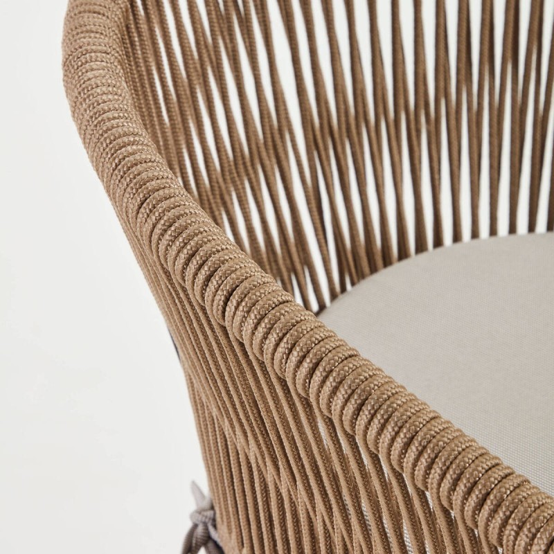 Taburete yanet cuerda beige y acero galvanizado altura 65cm 85x55x50cm