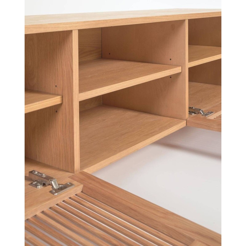 MUEBLE TV BEYLA 2 PUERTAS DE MADERA MACIZA Y CHAPA DE ROBLE 180X49,5 CM FSC 100% FSC 100% 49,5 X 180 X 42,5