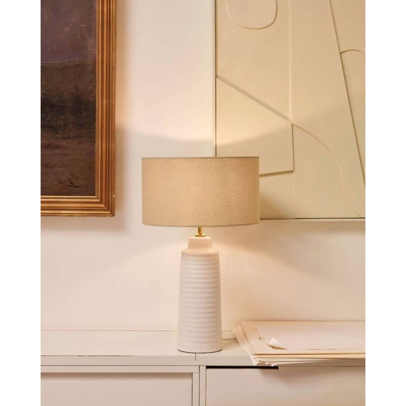 LÁMPARA DE MESA MIJAL DE CERÁMICA CON ACABADO BLANCO 58x35x35cm