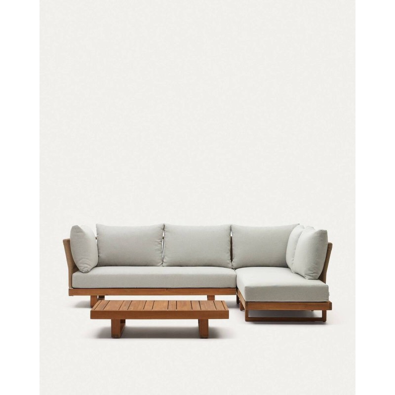Set raco de sofá rinconero 5 plazas y mesa de centro de acacia