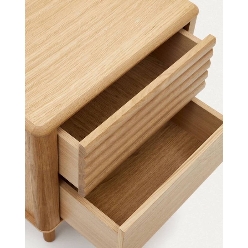 MESITA DE NOCHE LENON 2 CAJONES DE MADEAR Y CHAPA DE ROBLE 50x55cm