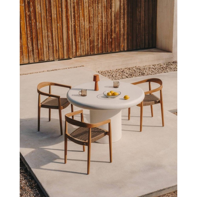 Mesa redonda Addaia de cemento blanco Ø120 cm