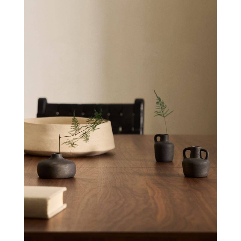 Set Sofra de 3 jarrones de terracota con acabado negro 6 cm / 7 cm / 10 cm