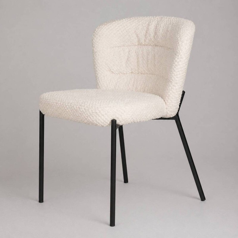 SILLA VIVALDI DE BORREGUITO BLANCO CON PATAS DE METAL NEGRO 54x70x68cm