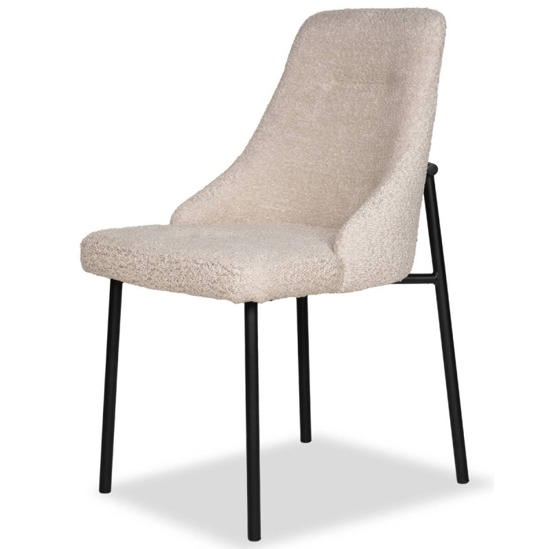 Silla lana de borreguito beige con patas de metal negro 50x55x86.5cm