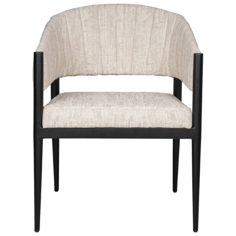 Silla ambra de aluminio negro y textil beige 60x60x80cm