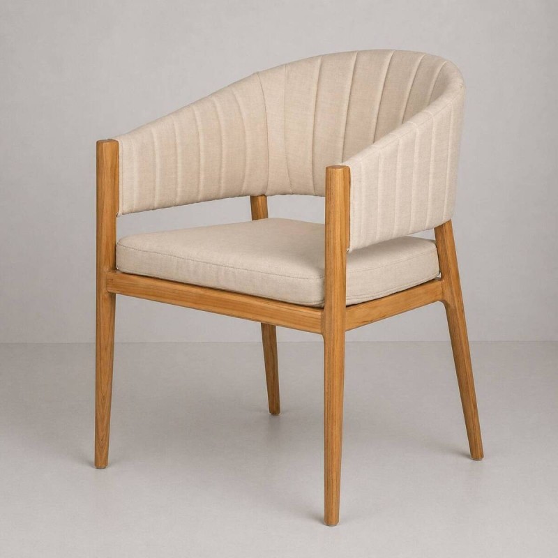 Silla ambra de madera de teca y textil beige 60x60x80cm