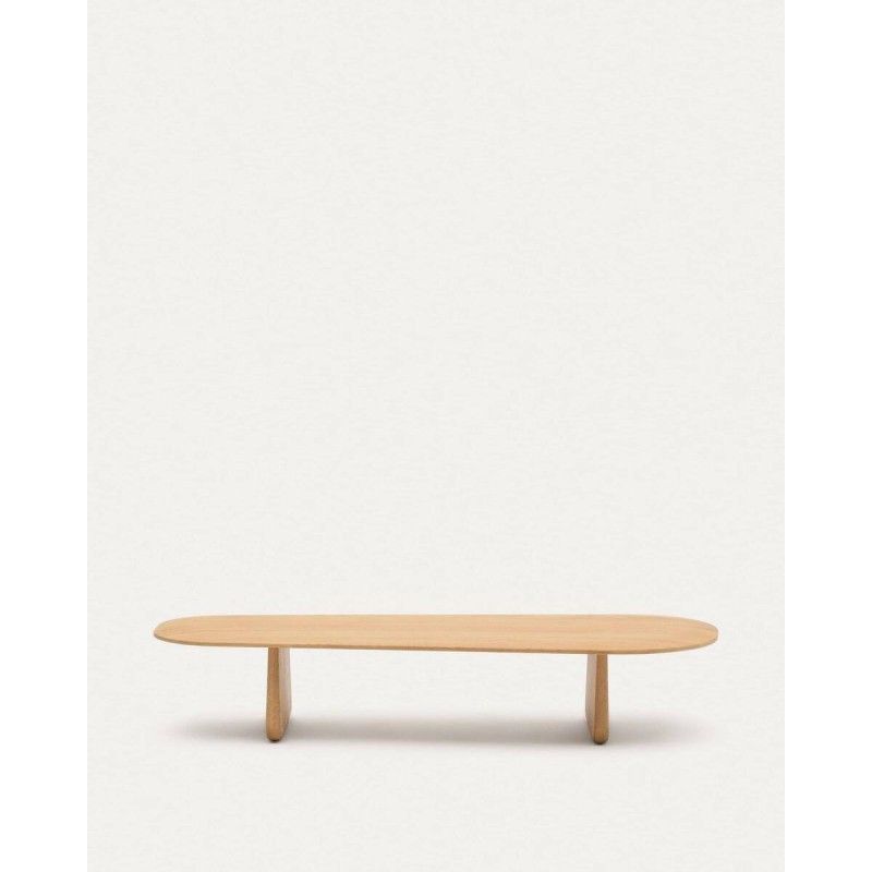 Mesa de centro Pirita de madera maciza de roble con acabado natural 146 x 56,5 cm FSC 100%