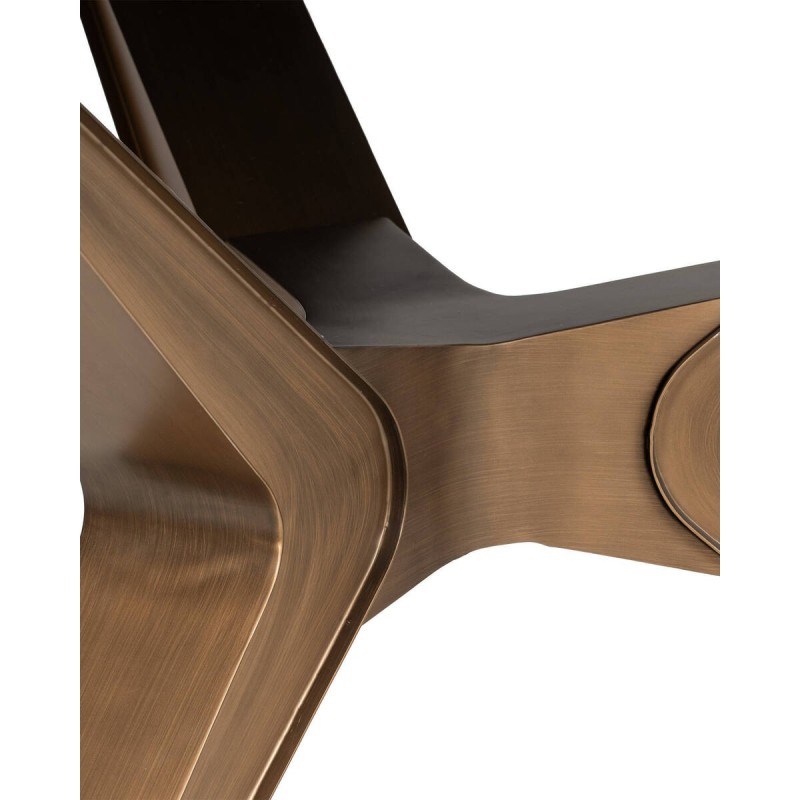 Mesa de comedor redonda Marla con base de bronce y tapa de cerámica blanca 135cm