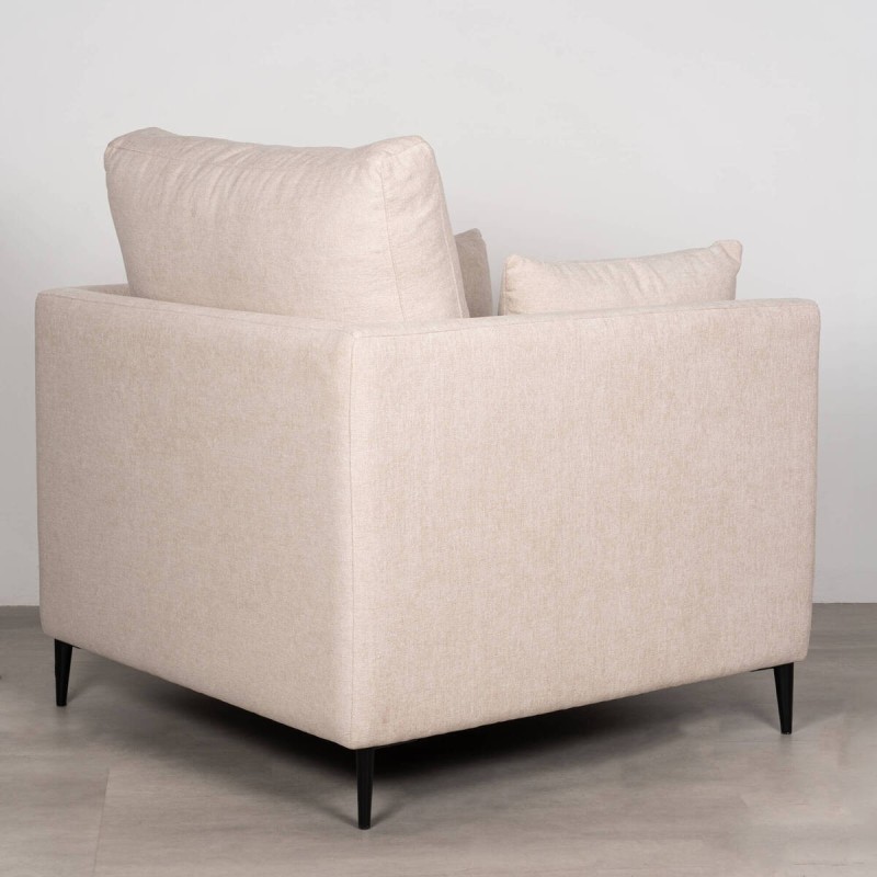 Sillón Funny Tapizado Beige Arena con Patas Metálicas Negras 90cm