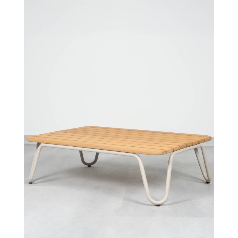 Mesa baja exterior Sento en teca y acero 76 cm