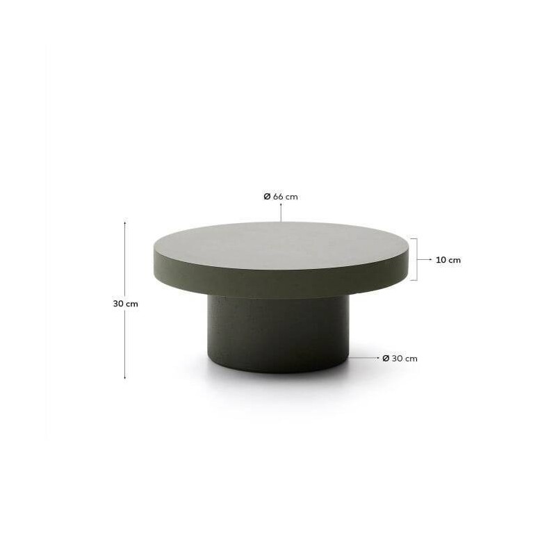 MESA DE CENTRO AIUGABLAVA DE CEMENTO VERDE Ø 66 cm