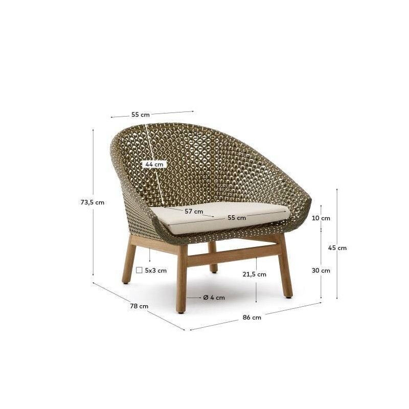 Butaca olbia de ratán sintético y madera de teca para exterior