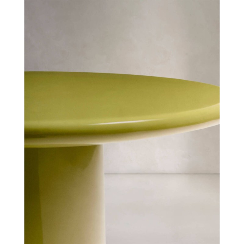 MESA DE CENTRO ALBANELLA REDONDA DE CEMENTO VERDE BRILLANTE 65cm