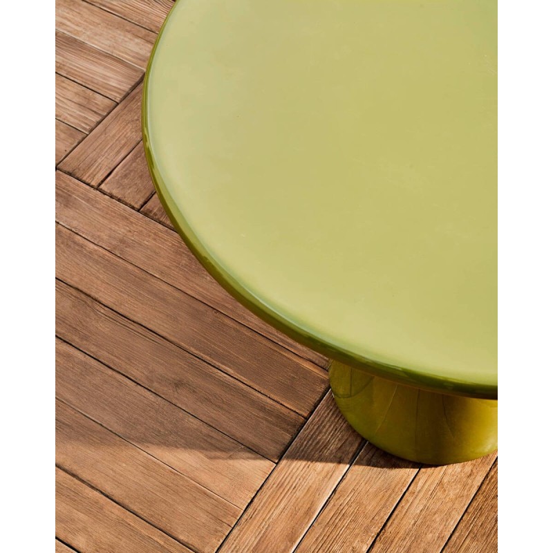 MESA DE CENTRO ALBANELLA REDONDA DE CEMENTO VERDE BRILLANTE 65cm