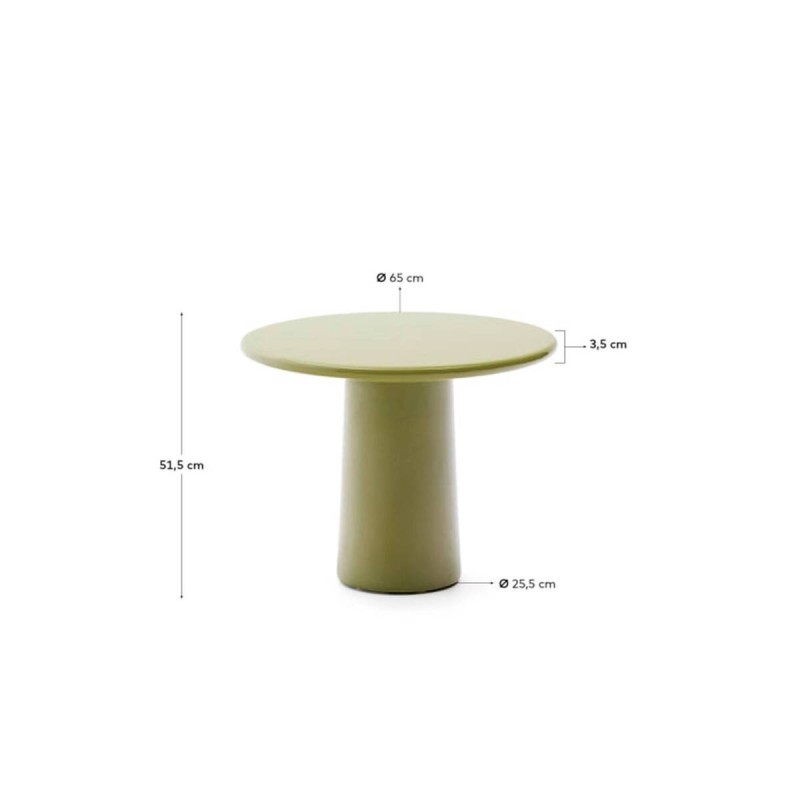 MESA DE CENTRO ALBANELLA REDONDA DE CEMENTO VERDE BRILLANTE 65cm