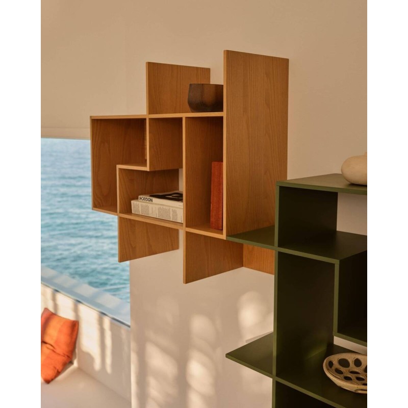 Estantería modular Ina de chapa de roble con acabado tono natural 80 x 80 cm FSC 100%